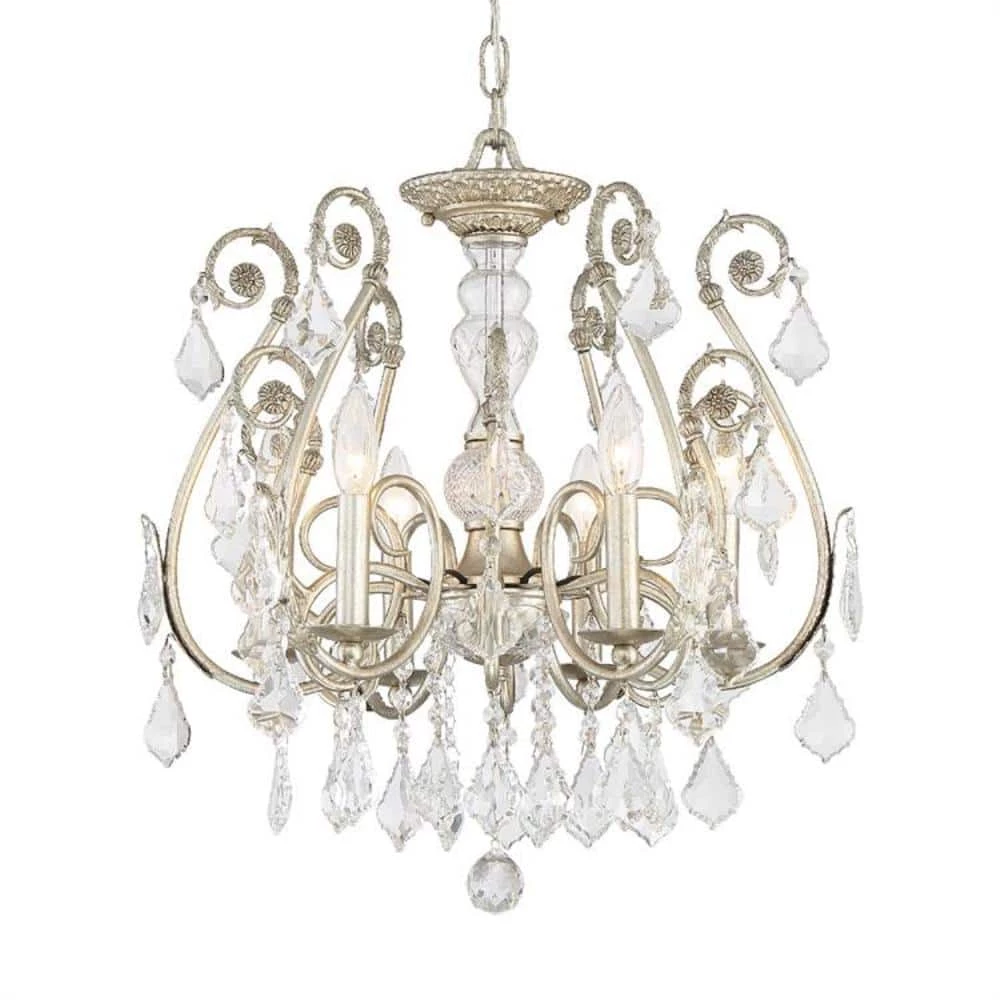 Regis 20 in. 6-Light Olde Silver Semi-Flush Mount by Crystorama 3 Regis 20 in. 6-Light Olde Silver Semi-Flush Mount by Crystorama
