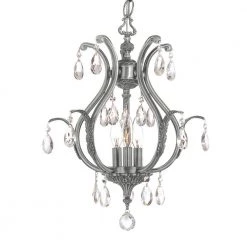 Dawson 3-Light Clear Crystal Pewter Mini Chandelier by Crystorama