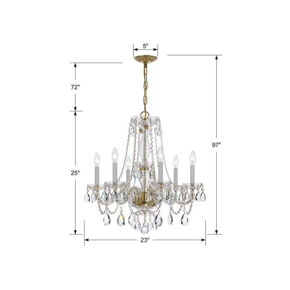 Traditional Crystal 6-Light Polished Brass Crystal Chandelier by Crystorama 5 Traditional Crystal 6-Light Polished Brass Crystal Chandelier by Crystorama - Image 3