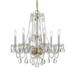 Traditional Crystal 6-Light Polished Brass Crystal Chandelier by Crystorama