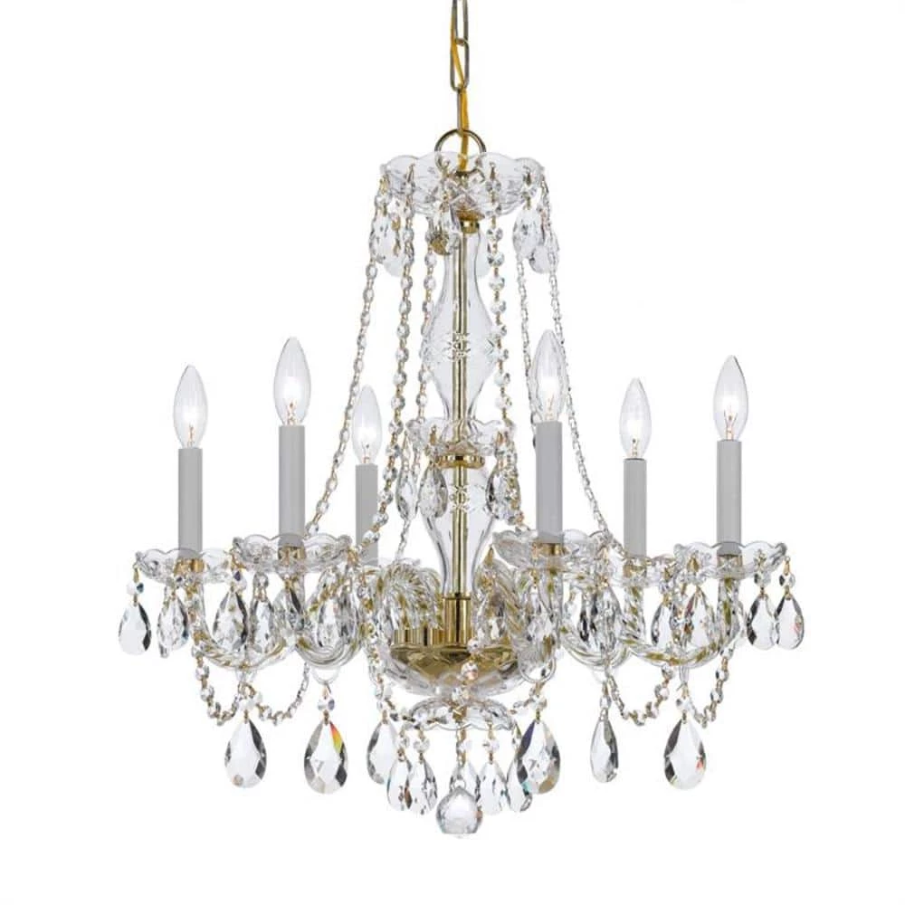 Traditional Crystal 6-Light Polished Brass Crystal Chandelier by Crystorama 3 Traditional Crystal 6-Light Polished Brass Crystal Chandelier by Crystorama