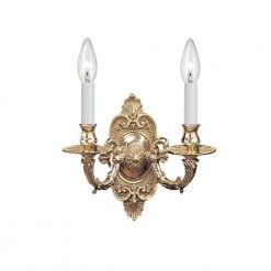 Polished Brass Cast Brass Wall Mount 2-Light Sconce by Crystorama