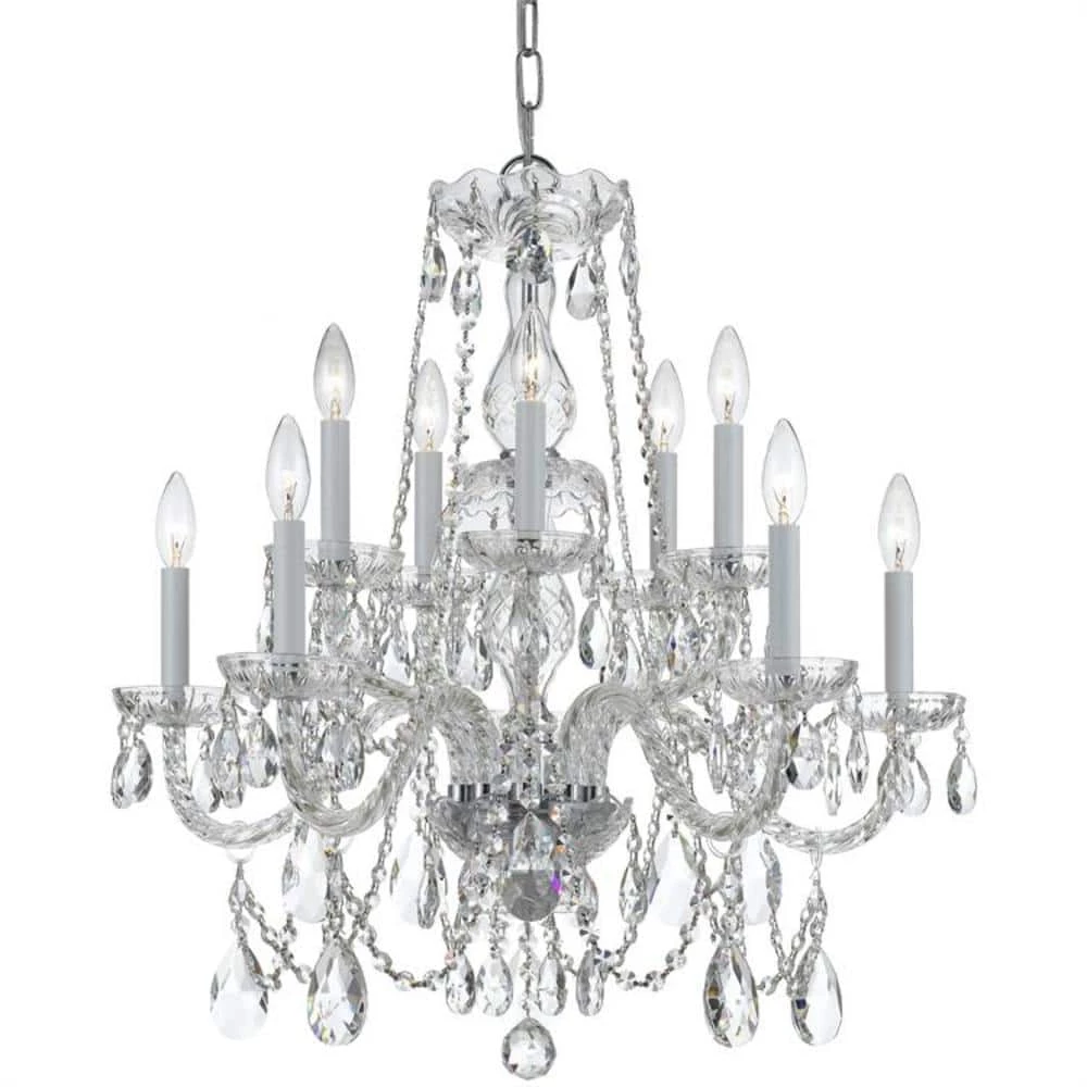 Traditional Crystal 10-Light Polished Chrome Crystal Chandelier by Crystorama 3 Traditional Crystal 10-Light Polished Chrome Crystal Chandelier by Crystorama