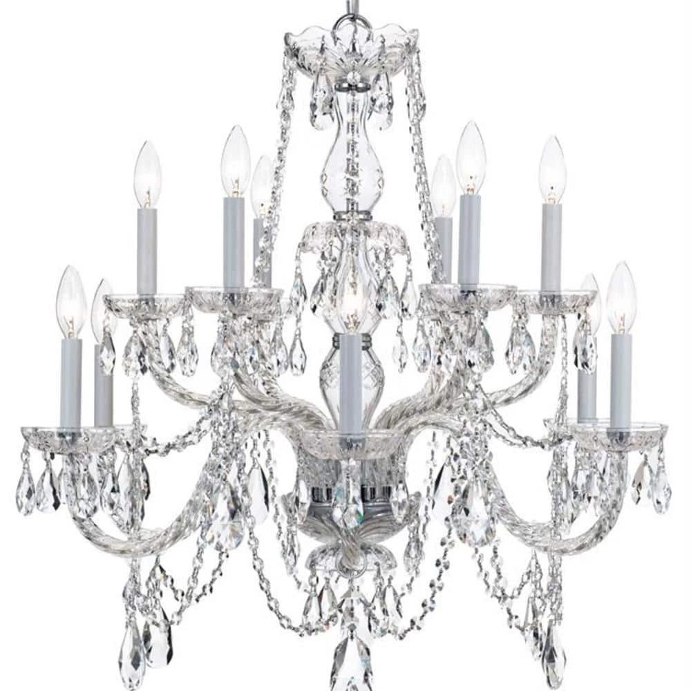 Traditional Crystal 12-Light Polished Chrome Crystal Chandelier by Crystorama 3 Traditional Crystal 12-Light Polished Chrome Crystal Chandelier by Crystorama