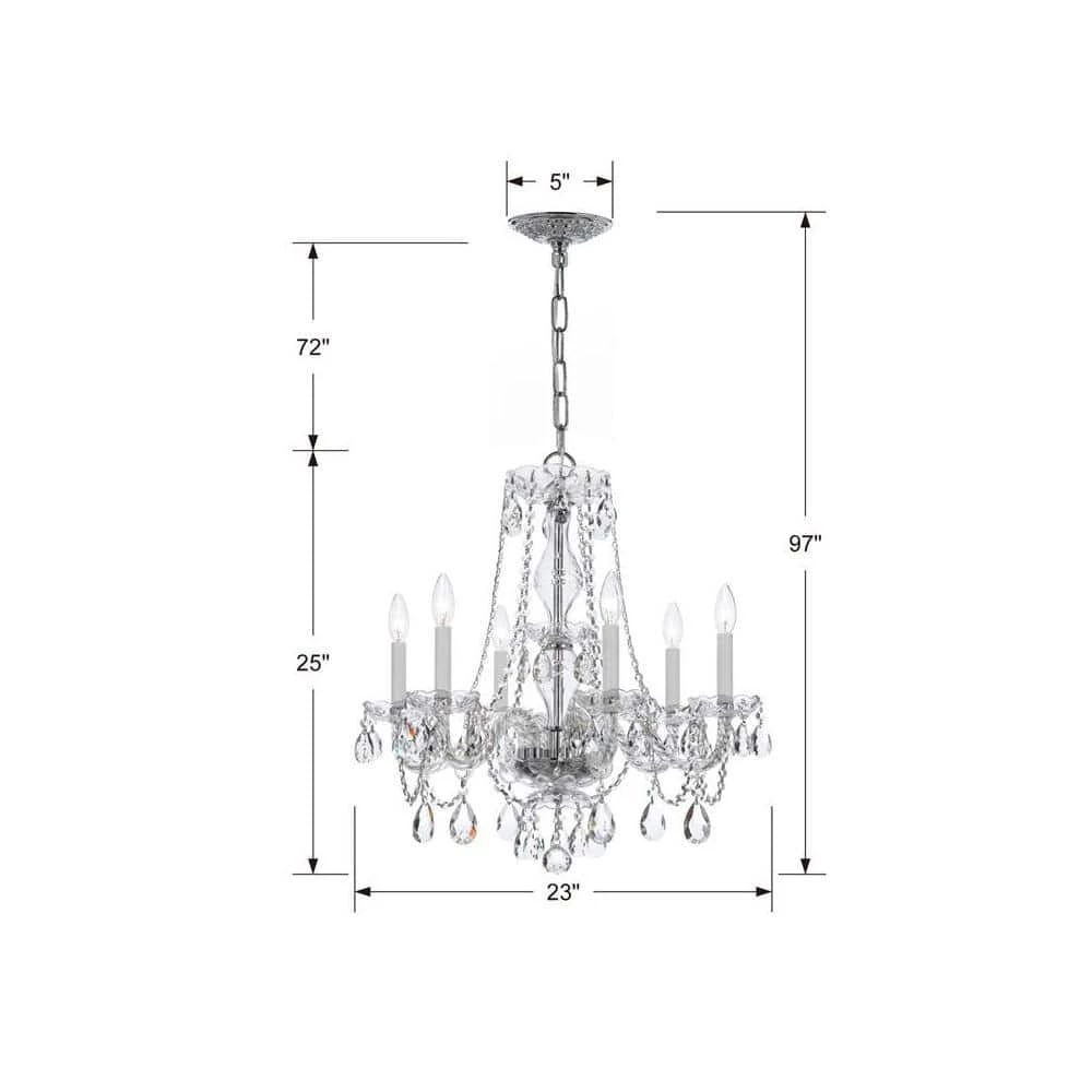 Traditional Crystal 6-Light Polished Chrome Crystal Chandelier by Crystorama 6 Traditional Crystal 6-Light Polished Chrome Crystal Chandelier by Crystorama - Image 4