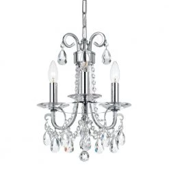 Othello 3-Light Clear Crystal Polished Chrome Mini Chandelier by Crystorama
