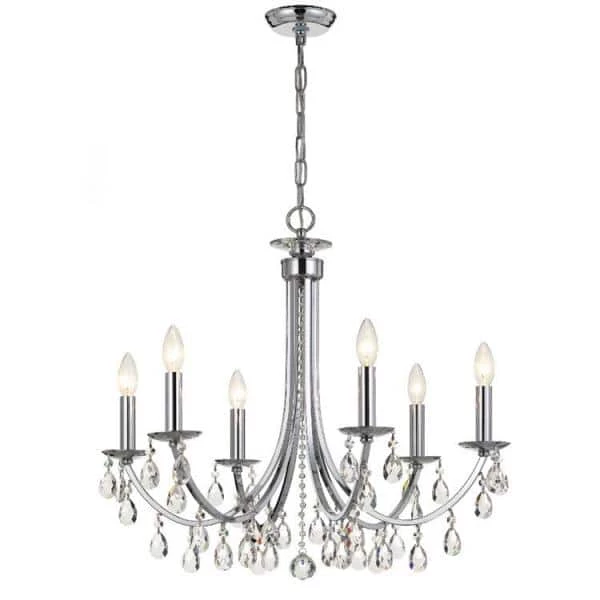 Bridgehampton 6-Light Polished Chrome Crystal Chandelier by Crystorama 4 Bridgehampton 6-Light Polished Chrome Crystal Chandelier by Crystorama - Image 2