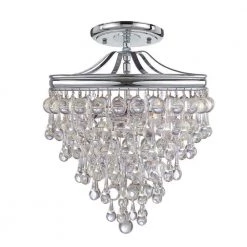 Calypso 13 in. 3-Light Polished Chrome Semi-Flush Mount by Crystorama