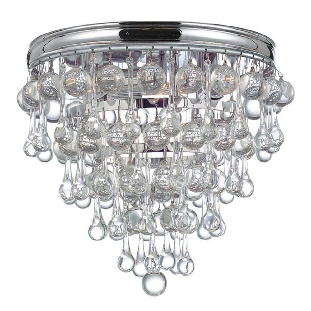 Calypso 10.5 in. 3-Light Polished Chrome Flush Mount by Crystorama 3 Calypso 10.5 in. 3-Light Polished Chrome Flush Mount by Crystorama