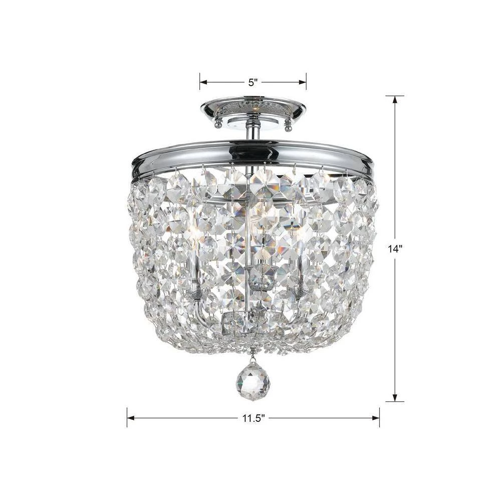 Archer 11.5 in. 3-Light Polished Chrome Flush Mount by Crystorama 7 Archer 11.5 in. 3-Light Polished Chrome Flush Mount by Crystorama - Image 5