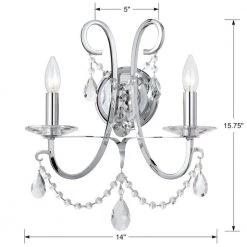 Othello 2-Light Polished Chrome Sconce by Crystorama -Crystorama popular store polished chrome crystorama wall sconces 6822 ch cl mwp 4f 1000