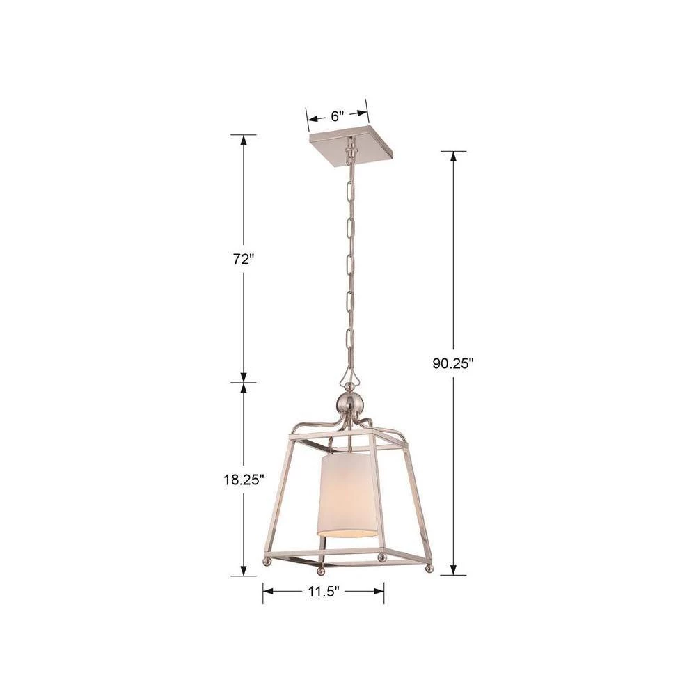 Sylvan 1-Light Polished Nickel Pendant with Silk Shade by Crystorama 7 Sylvan 1-Light Polished Nickel Pendant with Silk Shade by Crystorama - Image 5