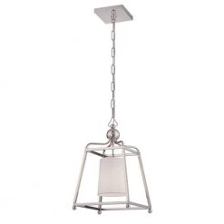 Sylvan 1-Light Polished Nickel Pendant with Silk Shade by Crystorama