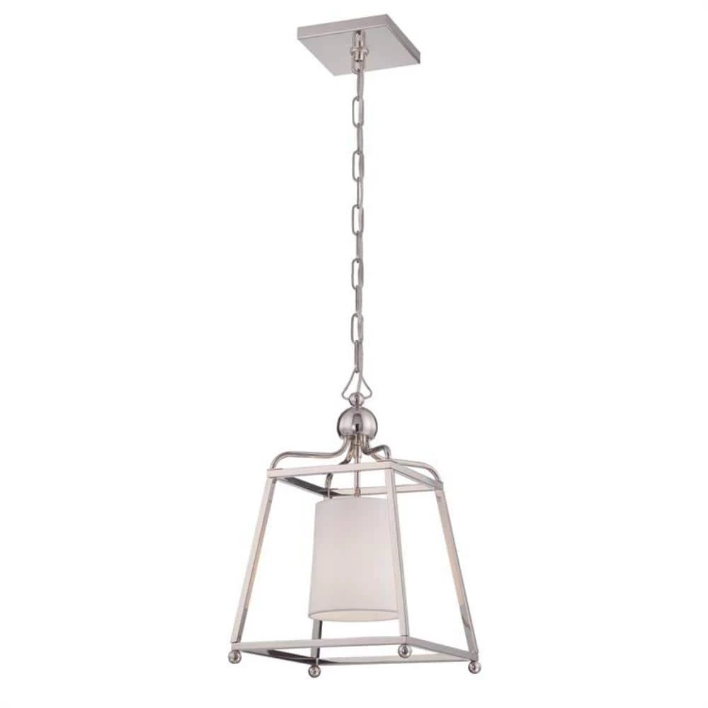Sylvan 1-Light Polished Nickel Pendant with Silk Shade by Crystorama 3 Sylvan 1-Light Polished Nickel Pendant with Silk Shade by Crystorama
