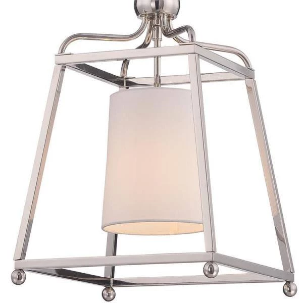Sylvan 1-Light Polished Nickel Pendant with Silk Shade by Crystorama 4 Sylvan 1-Light Polished Nickel Pendant with Silk Shade by Crystorama - Image 2