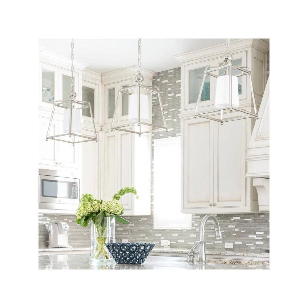 Sylvan 1-Light Polished Nickel Pendant with Silk Shade by Crystorama 8 Sylvan 1-Light Polished Nickel Pendant with Silk Shade by Crystorama - Image 6