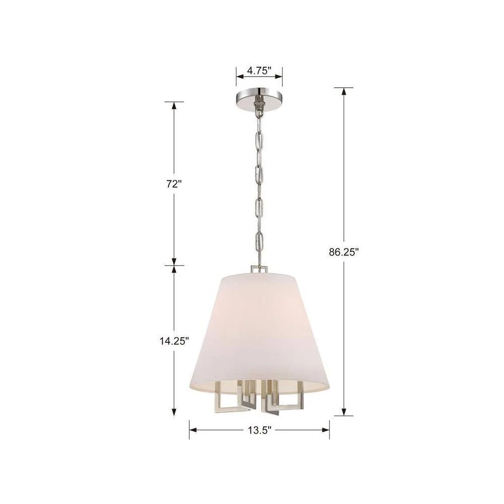 Westwood 4-Light Polished Nickel Crystal Chandelier with Silk Shade by Crystorama 7 Westwood 4-Light Polished Nickel Crystal Chandelier with Silk Shade by Crystorama - Image 5