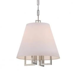 Westwood 4-Light Polished Nickel Crystal Chandelier with Silk Shade by Crystorama