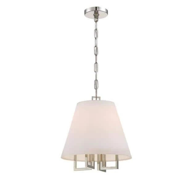 Westwood 4-Light Polished Nickel Crystal Chandelier with Silk Shade by Crystorama 4 Westwood 4-Light Polished Nickel Crystal Chandelier with Silk Shade by Crystorama - Image 2