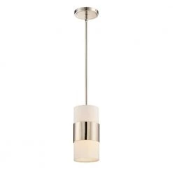 Grayson 1-Light Polished Nickel Pendant with Silk Shade by Crystorama