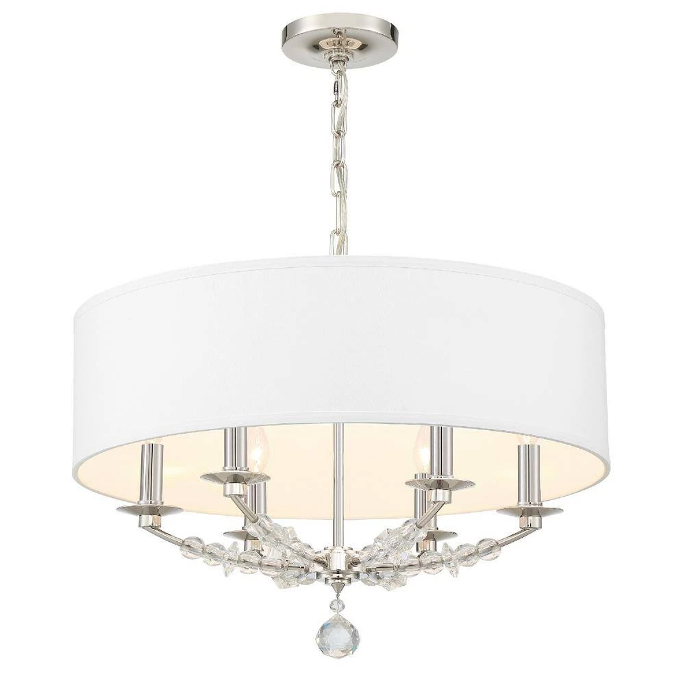 Mirage 6-Light Polished Nickel Shaded Chandelier with Silk Shade by Crystorama 4 Mirage 6-Light Polished Nickel Shaded Chandelier with Silk Shade by Crystorama - Image 2