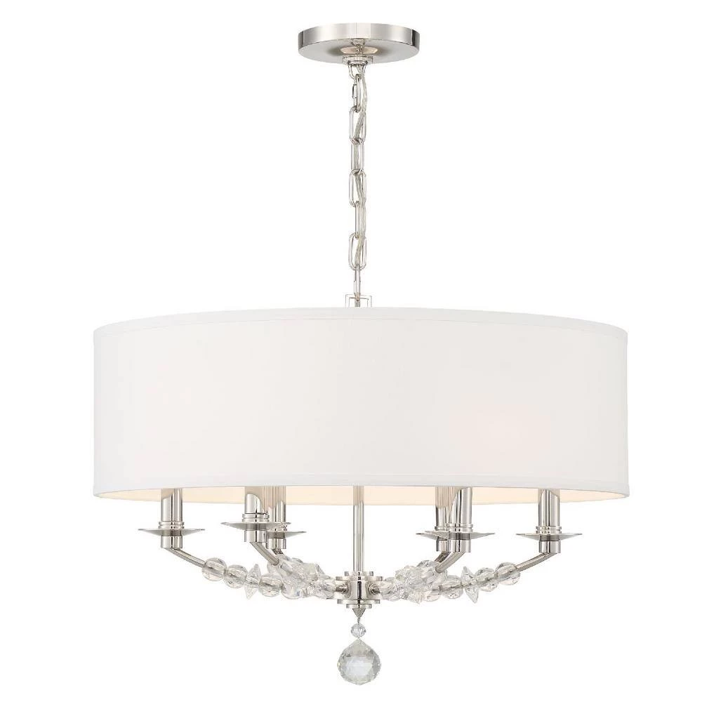 Mirage 6-Light Polished Nickel Shaded Chandelier with Silk Shade by Crystorama 8 Mirage 6-Light Polished Nickel Shaded Chandelier with Silk Shade by Crystorama - Image 6