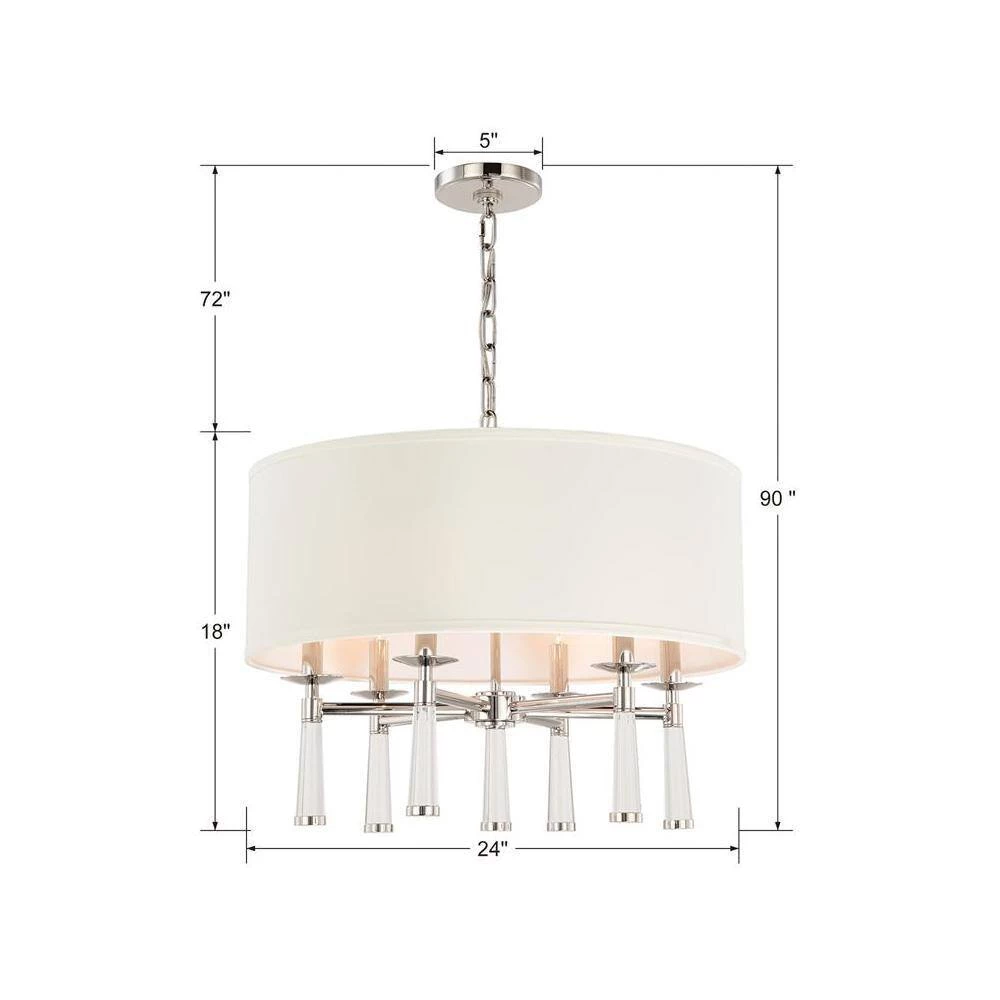 Baxter 6-Light Polished Nickel Shaded Chandelier with Silk Shade by Crystorama 7 Baxter 6-Light Polished Nickel Shaded Chandelier with Silk Shade by Crystorama - Image 5