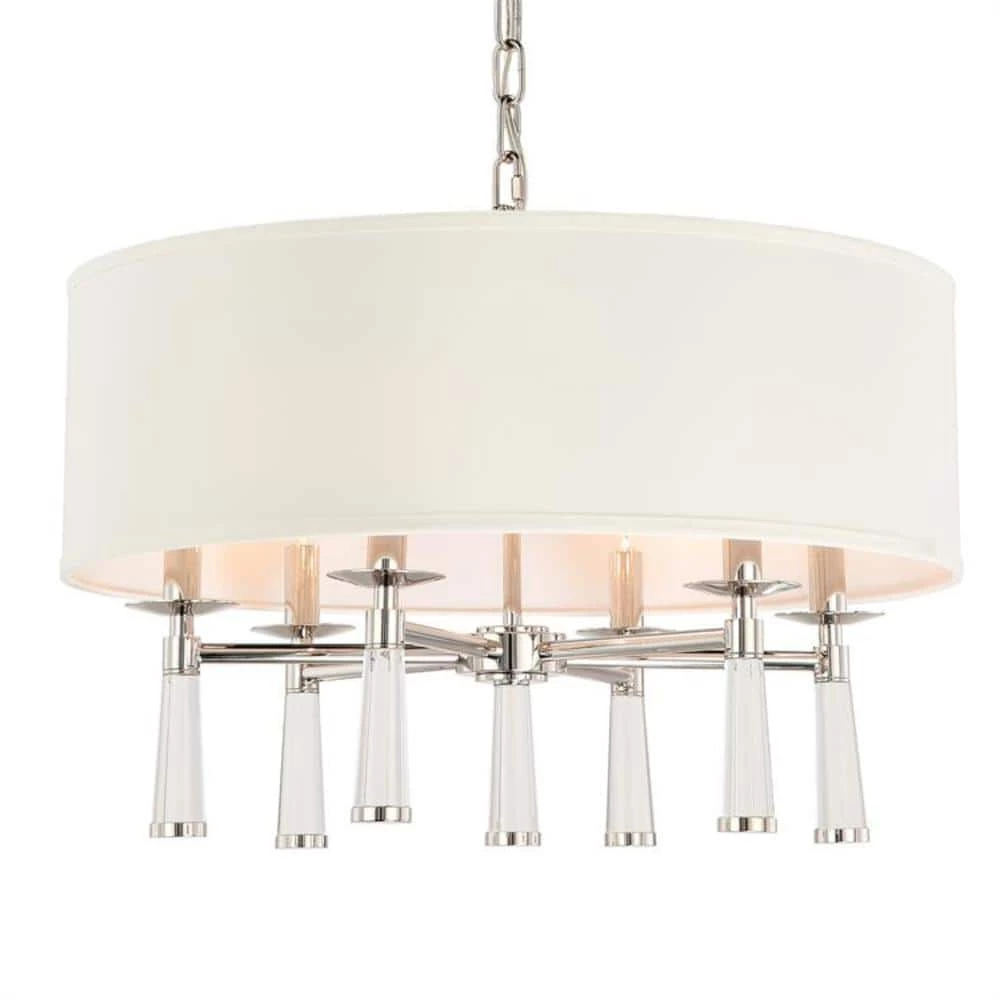 Baxter 6-Light Polished Nickel Shaded Chandelier with Silk Shade by Crystorama 3 Baxter 6-Light Polished Nickel Shaded Chandelier with Silk Shade by Crystorama