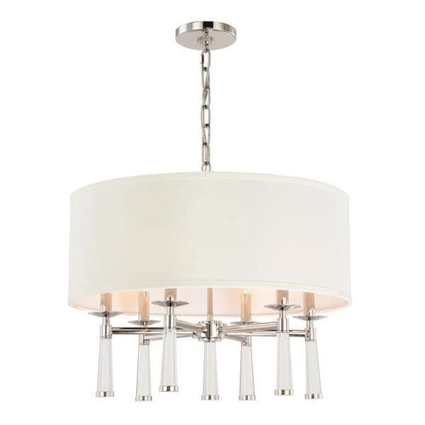 Baxter 6-Light Polished Nickel Shaded Chandelier with Silk Shade by Crystorama 4 Baxter 6-Light Polished Nickel Shaded Chandelier with Silk Shade by Crystorama - Image 2