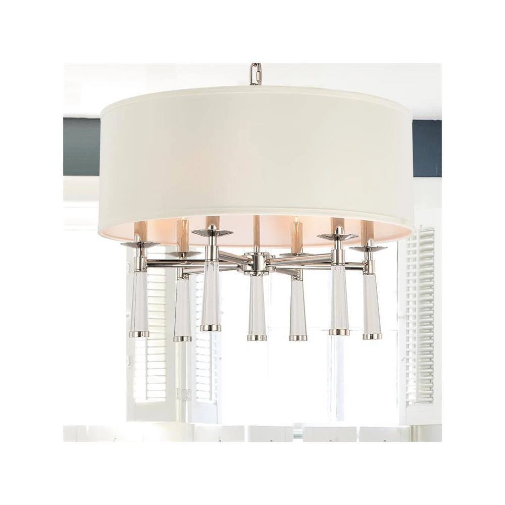 Baxter 6-Light Polished Nickel Shaded Chandelier with Silk Shade by Crystorama 8 Baxter 6-Light Polished Nickel Shaded Chandelier with Silk Shade by Crystorama - Image 6