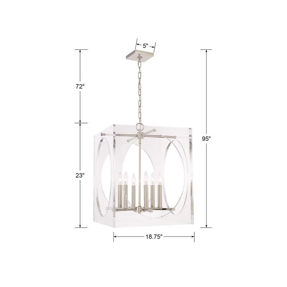 Drake 6-Light Polished Nickel Crystal Chandelier by Crystorama 7 Drake 6-Light Polished Nickel Crystal Chandelier by Crystorama - Image 5