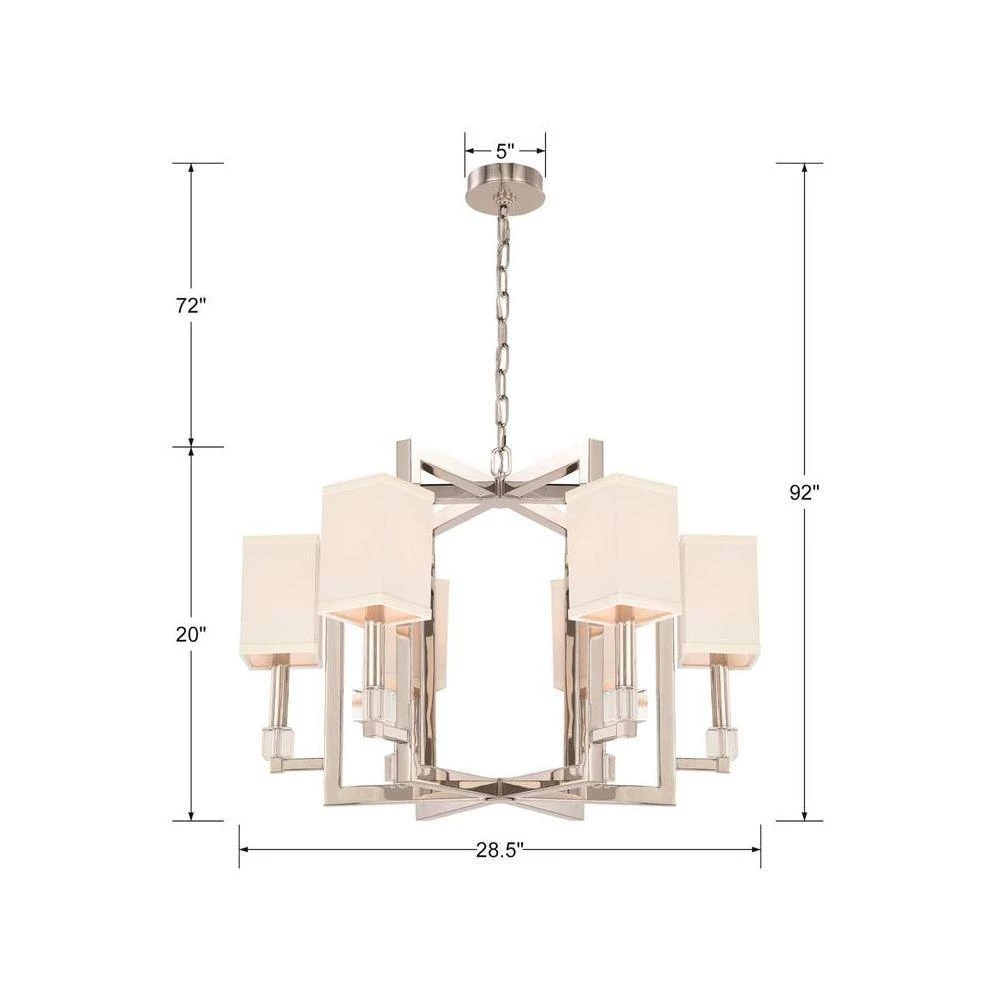 Dixon 6-Light Polished Nickel Standard Chandelier with Silk Shade by Crystorama 7 Dixon 6-Light Polished Nickel Standard Chandelier with Silk Shade by Crystorama - Image 5