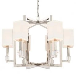 Dixon 6-Light Polished Nickel Standard Chandelier with Silk Shade by Crystorama