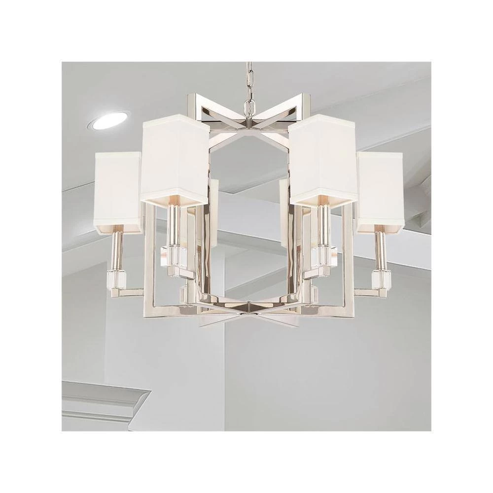Dixon 6-Light Polished Nickel Standard Chandelier with Silk Shade by Crystorama 8 Dixon 6-Light Polished Nickel Standard Chandelier with Silk Shade by Crystorama - Image 6