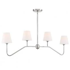 Keenan 4-Light Polished Nickel Linear Chandelier with Glass Shade by Crystorama