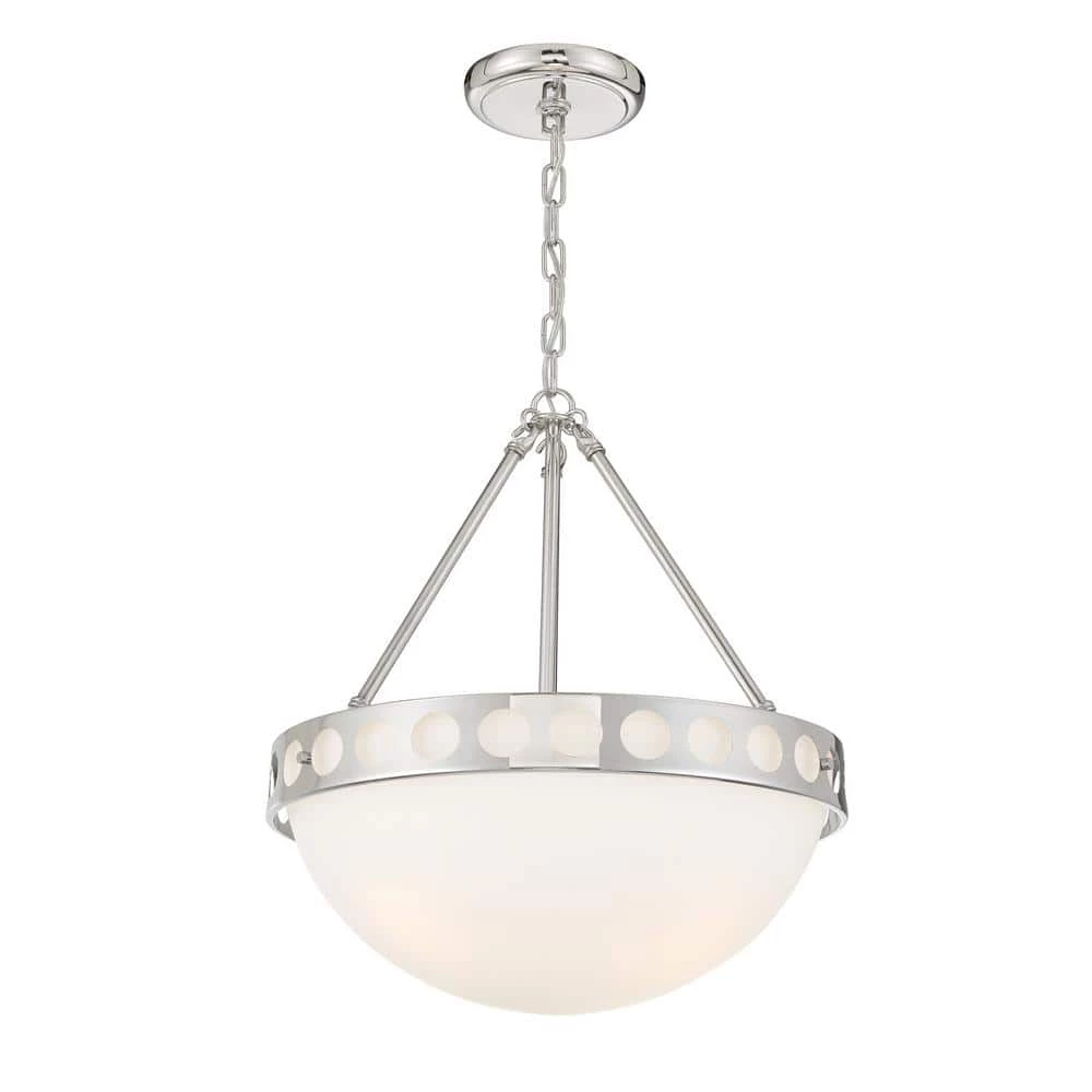 Kirby 3-Light Polished Nickel Chandelier with Glass Shade by Crystorama 3 Kirby 3-Light Polished Nickel Chandelier with Glass Shade by Crystorama
