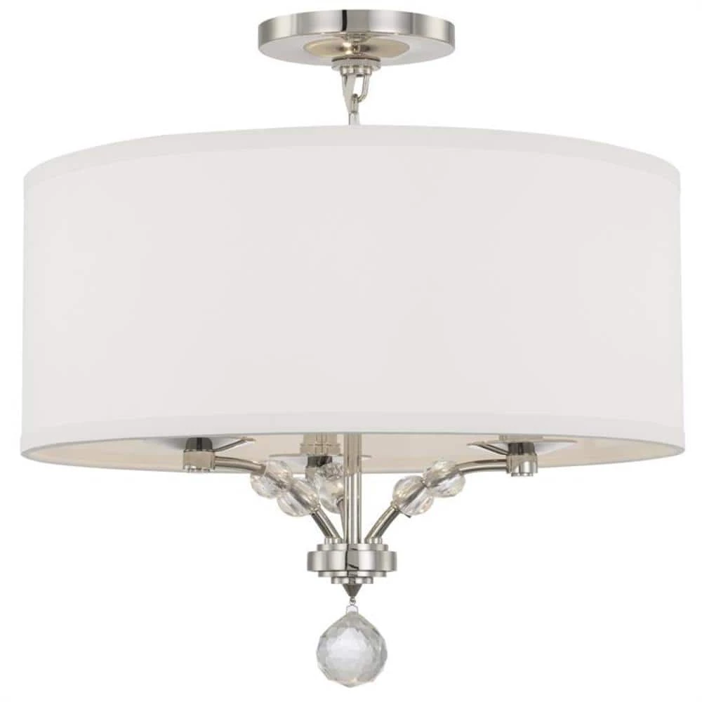 Mirage 18 in. 3-Light Polished Nickel Semi-Flush Mount by Crystorama 3 Mirage 18 in. 3-Light Polished Nickel Semi-Flush Mount by Crystorama
