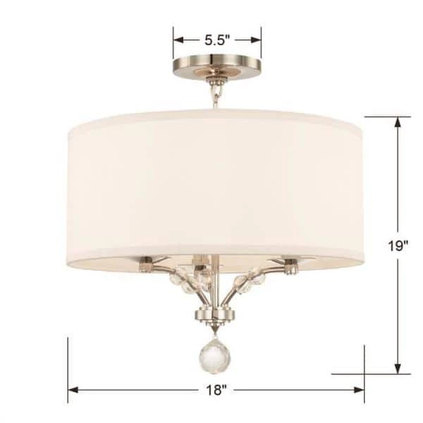 Mirage 18 in. 3-Light Polished Nickel Semi-Flush Mount by Crystorama 4 Mirage 18 in. 3-Light Polished Nickel Semi-Flush Mount by Crystorama - Image 2