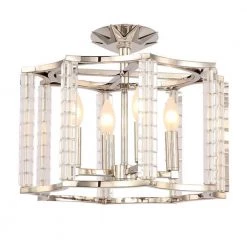 Carson 16 in. 4-Light Polished Nickel Flush Mount by Crystorama