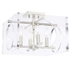 Drake 15 in. 4-Light Polished Nickel Flush Mount by Crystorama