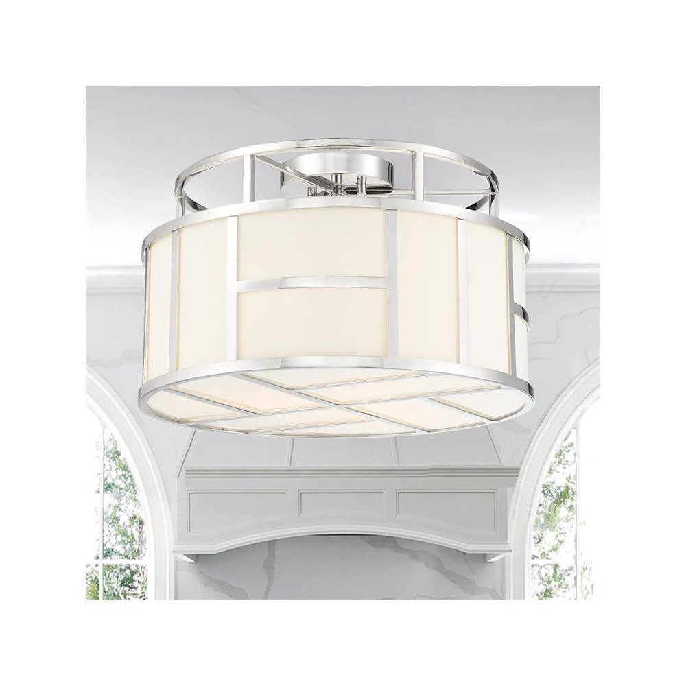 Danielson 16.75 in 3-Light Polished Nickel Flush Mount by Crystorama 6 Danielson 16.75 in 3-Light Polished Nickel Flush Mount by Crystorama - Image 4