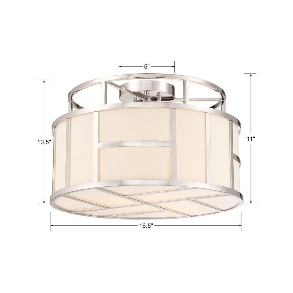 Danielson 16.75 in 3-Light Polished Nickel Flush Mount by Crystorama 5 Danielson 16.75 in 3-Light Polished Nickel Flush Mount by Crystorama - Image 3