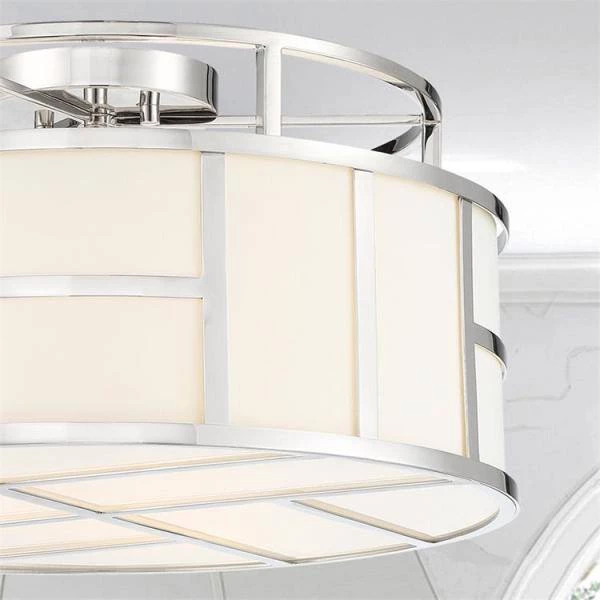 Danielson 16.75 in 3-Light Polished Nickel Flush Mount by Crystorama 4 Danielson 16.75 in 3-Light Polished Nickel Flush Mount by Crystorama - Image 2