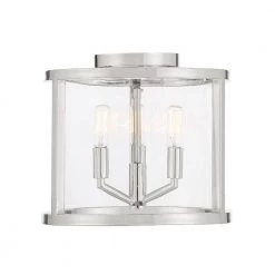 Devon 11.75 in. 3-Light Polished Nickel Flush Mount by Crystorama -Crystorama popular store polished nickel crystorama flush mount lights dev b8003 pn ceiling 44 1000