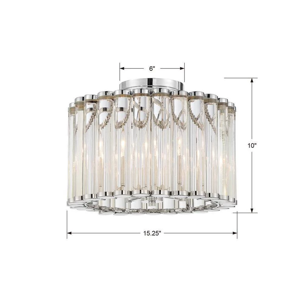 Elliot 15.25 in. 4-Light Polished Nickel Flush Mount by Crystorama 5 Elliot 15.25 in. 4-Light Polished Nickel Flush Mount by Crystorama - Image 3