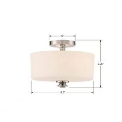 Travis 12.5 in. 2-Light Polished Nickel Flush Mount by Crystorama -Crystorama popular store polished nickel crystorama flush mount lights tra a3302 pn 1f 1000