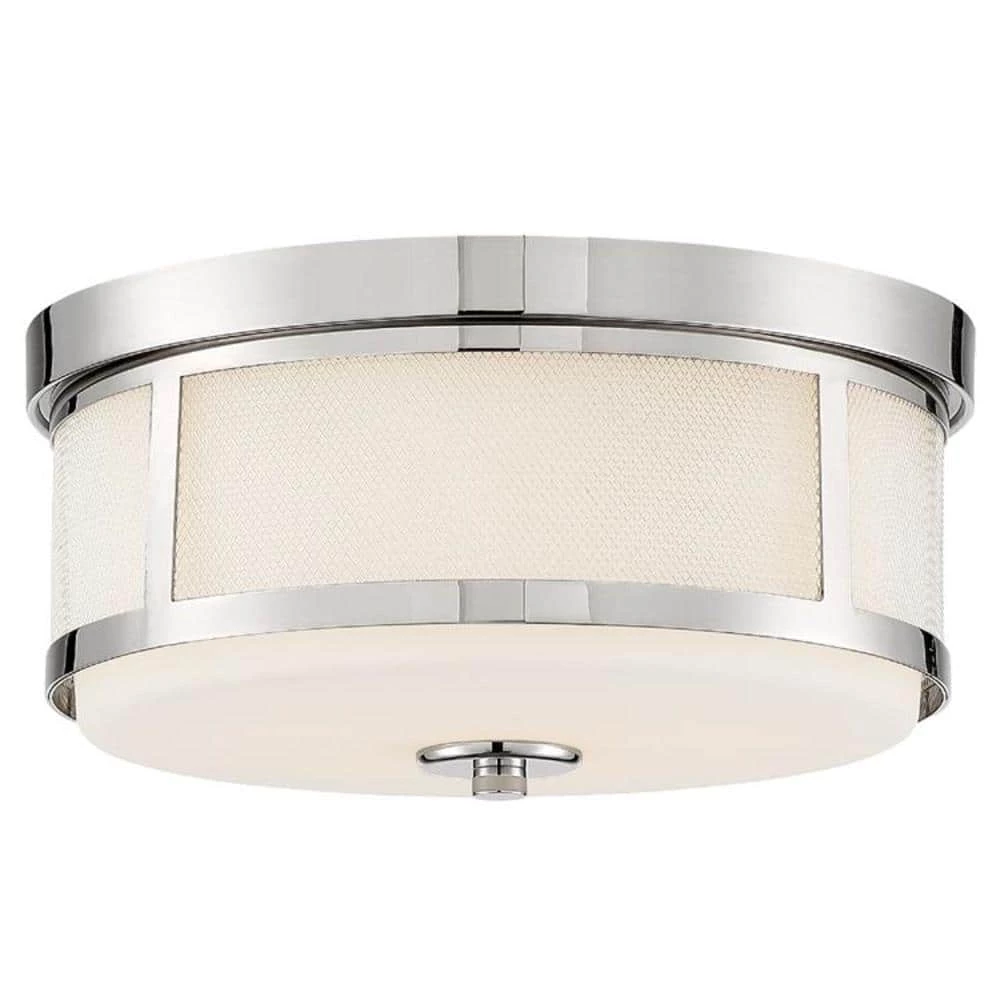 Trevor 13.62 in. 2-Light Polished Nickel Flush Mount by Crystorama 3 Trevor 13.62 in. 2-Light Polished Nickel Flush Mount by Crystorama