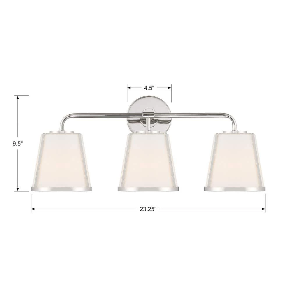 Fulton 23.25 in. 3-Light Polished Nickel Bathroom Vanity Light by Crystorama 6 Fulton 23.25 in. 3-Light Polished Nickel Bathroom Vanity Light by Crystorama - Image 4