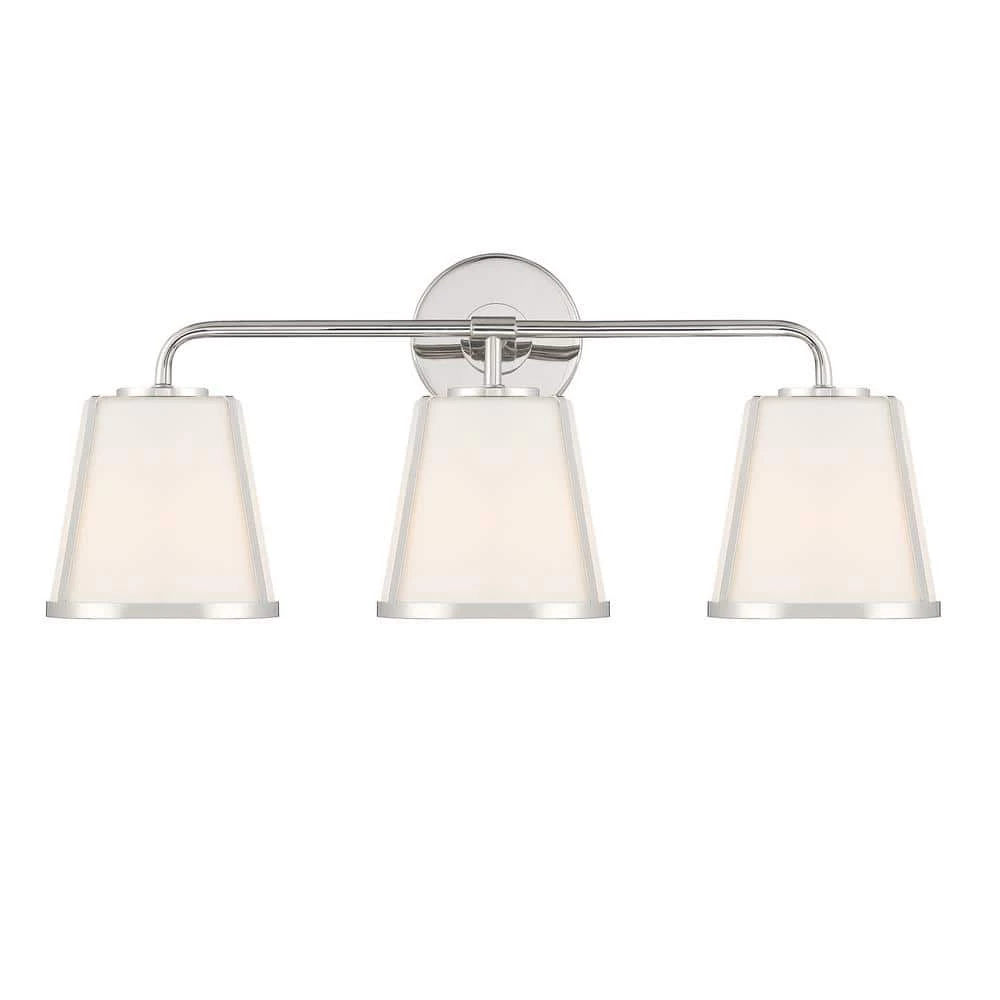 Fulton 23.25 in. 3-Light Polished Nickel Bathroom Vanity Light by Crystorama 3 Fulton 23.25 in. 3-Light Polished Nickel Bathroom Vanity Light by Crystorama