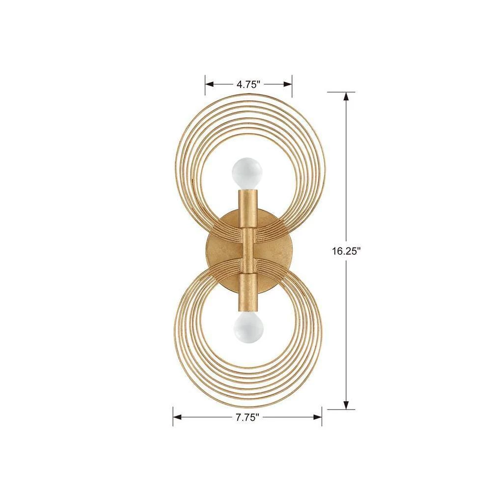 Doral 2-Light Renaissance Gold Sconce by Crystorama 5 Doral 2-Light Renaissance Gold Sconce by Crystorama - Image 3
